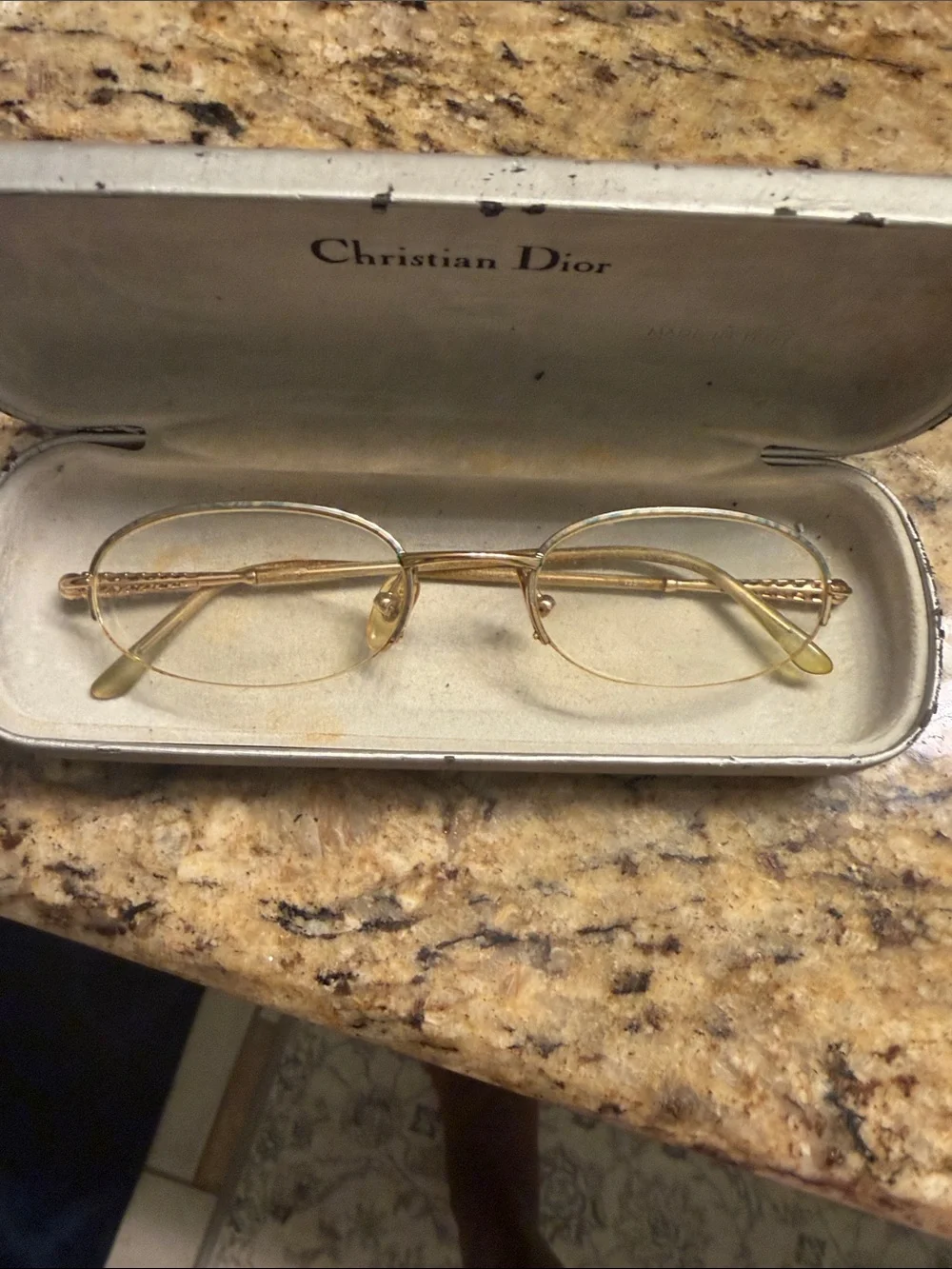 Vintage Christian Dior Gold Rimless Oval Women's Glasses